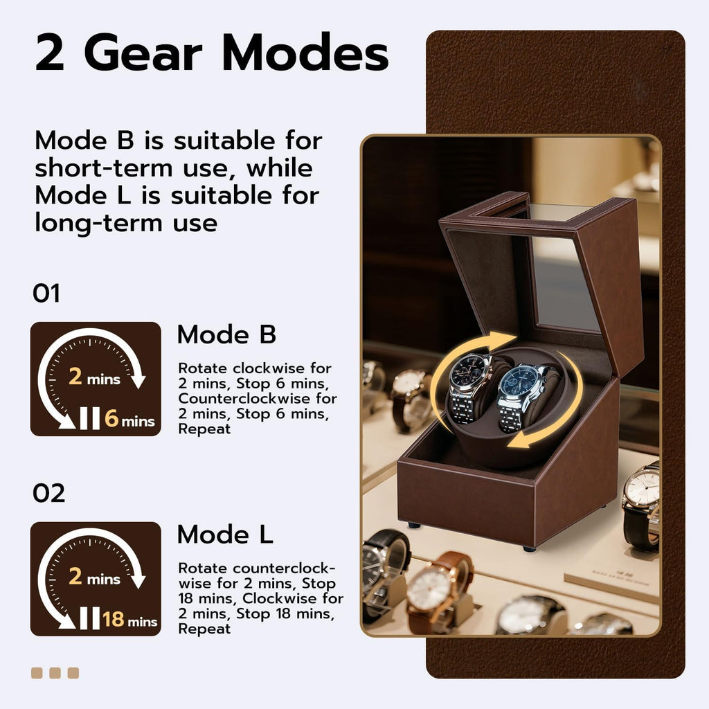 Watch Winder for Automatic Watches, Double Automatic Watch Winder Box with Quiet Japan-made Motor, Automatic Watch