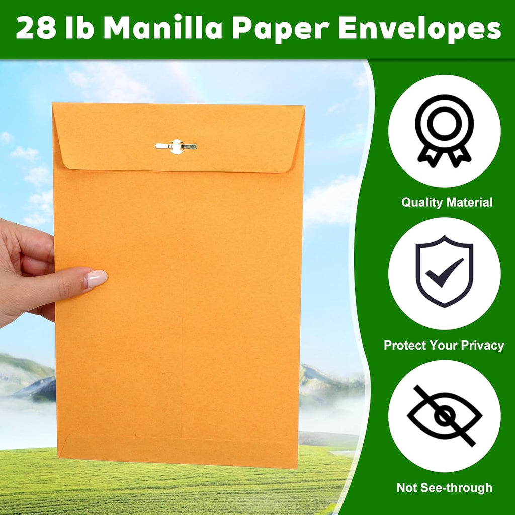 100Pcs Clasp Envelopes, 3 Sizes Paper Envelopes with Clasp Closure