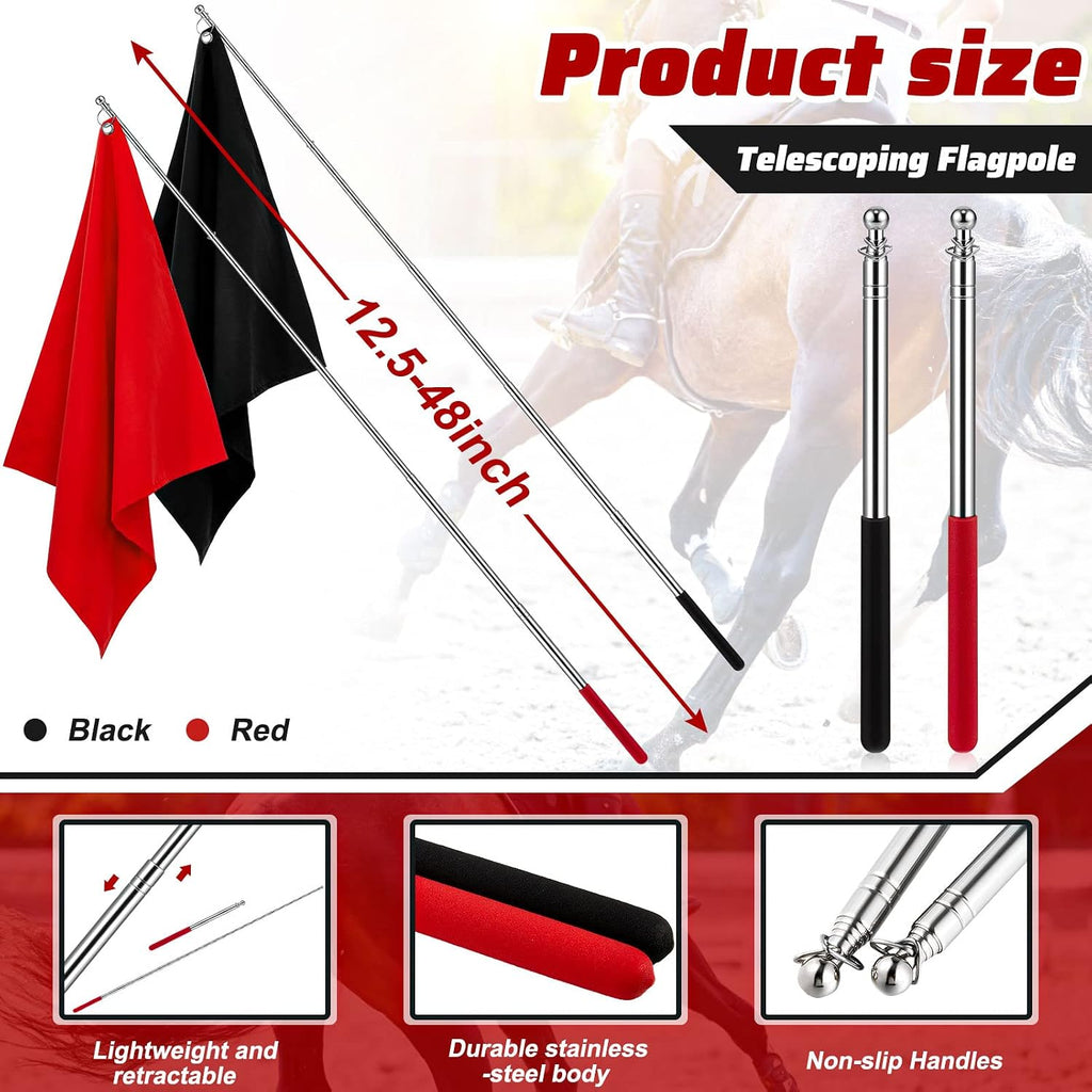 48" Horse Training Flag Horse Training Equipment with 4 Feet Replacement Flags and Telescopic Handheld Flagpoles