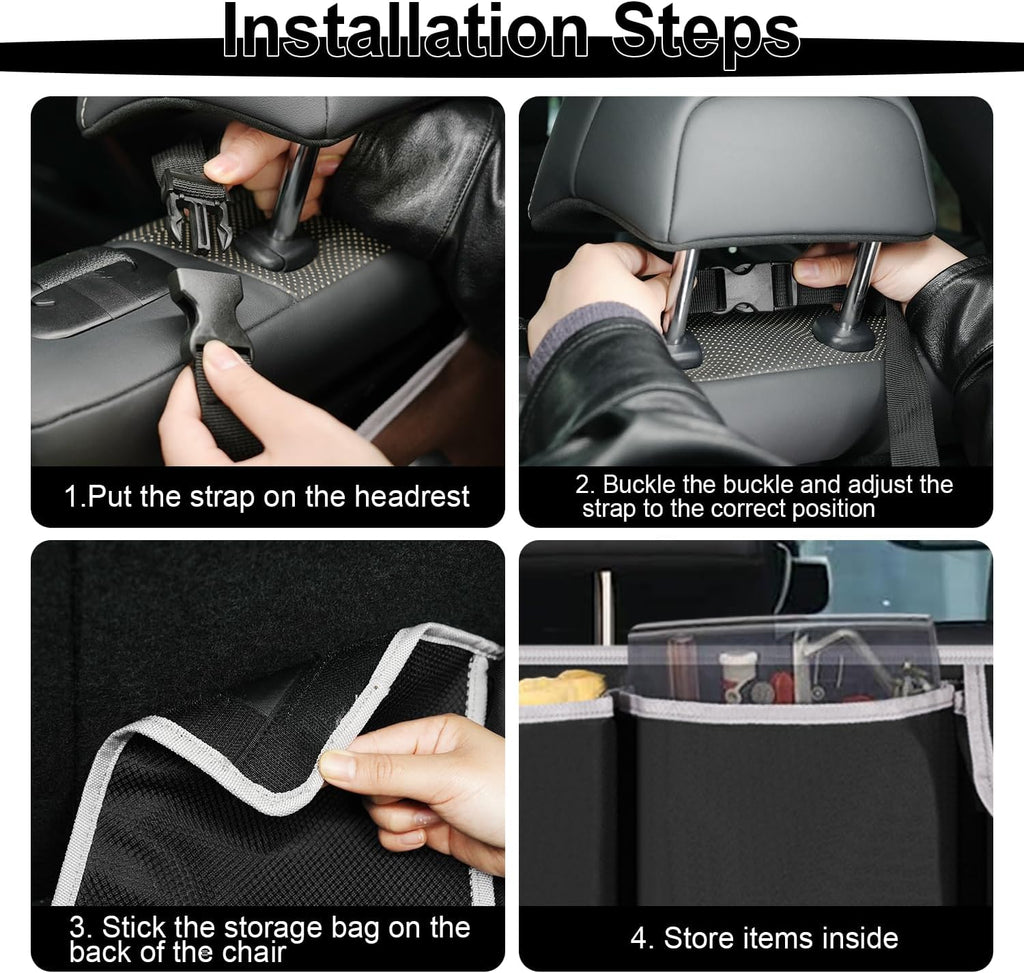 Trunk Hanging Organizer, Backseat Bag, Car Interior Accessories with 4 Pockets & 2 Mesh Pouches for Groceries, Will