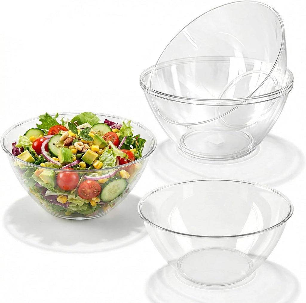 4PCS 160oz Clear Plastic Serving Bowls, Large Round Punch Bowls