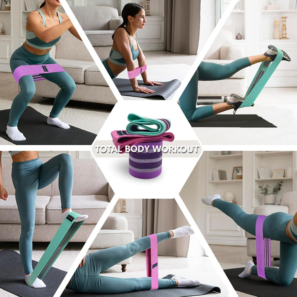Exercise Bands, 3 Levels Fabric Resistance Bands for Working Out, Workout Bands Resistance for Women & Men