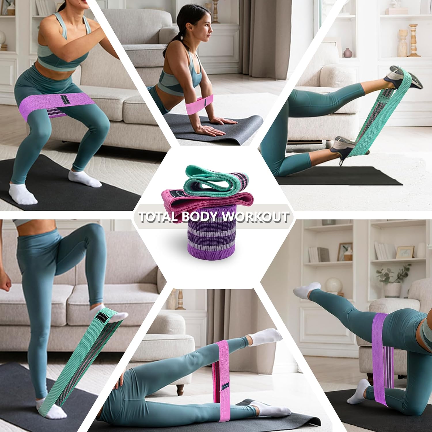Exercise Bands, 3 Levels Fabric Resistance Bands for Working Out, Workout Bands Resistance for Women & Men