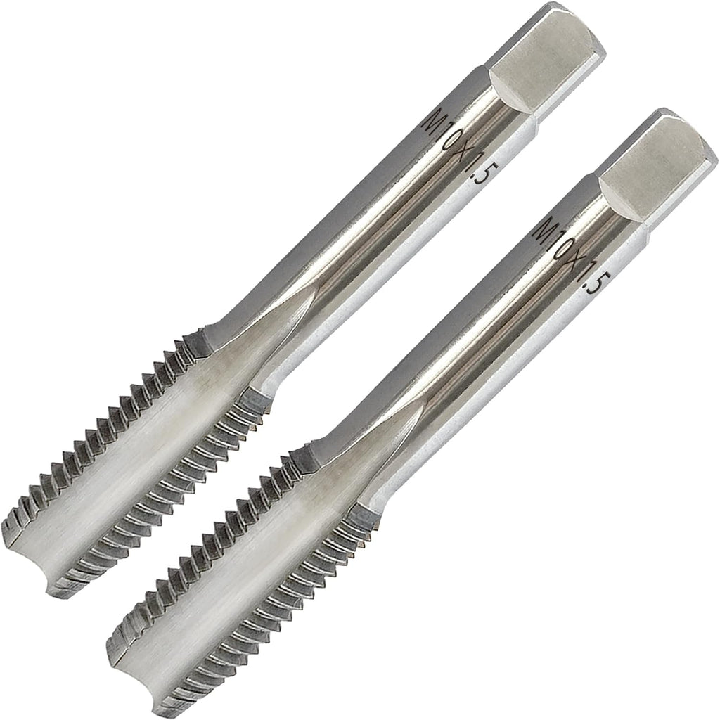 2Pcs M10 x 1.5 Metric Right-Hand Tap Set, M2 HSS Thread Tapping Tool