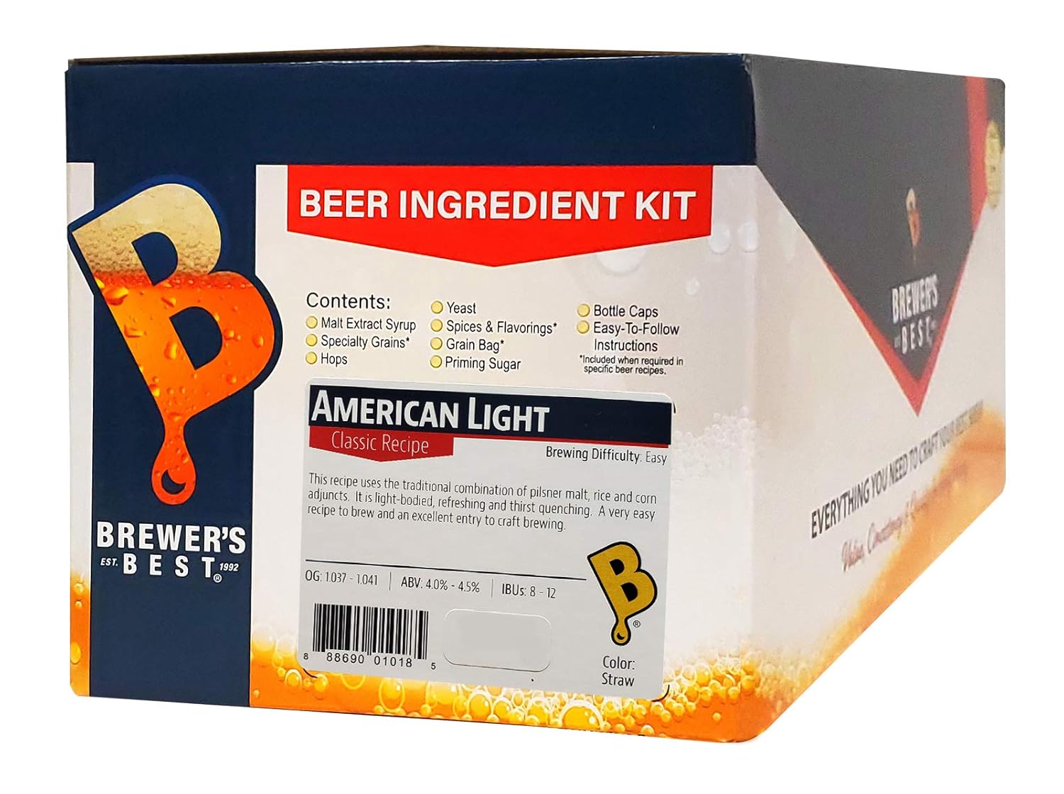 Brewer's Best - 1018 - Home Brew Beer Ingredient Kit (5 Gallon), (American Light) Yellow