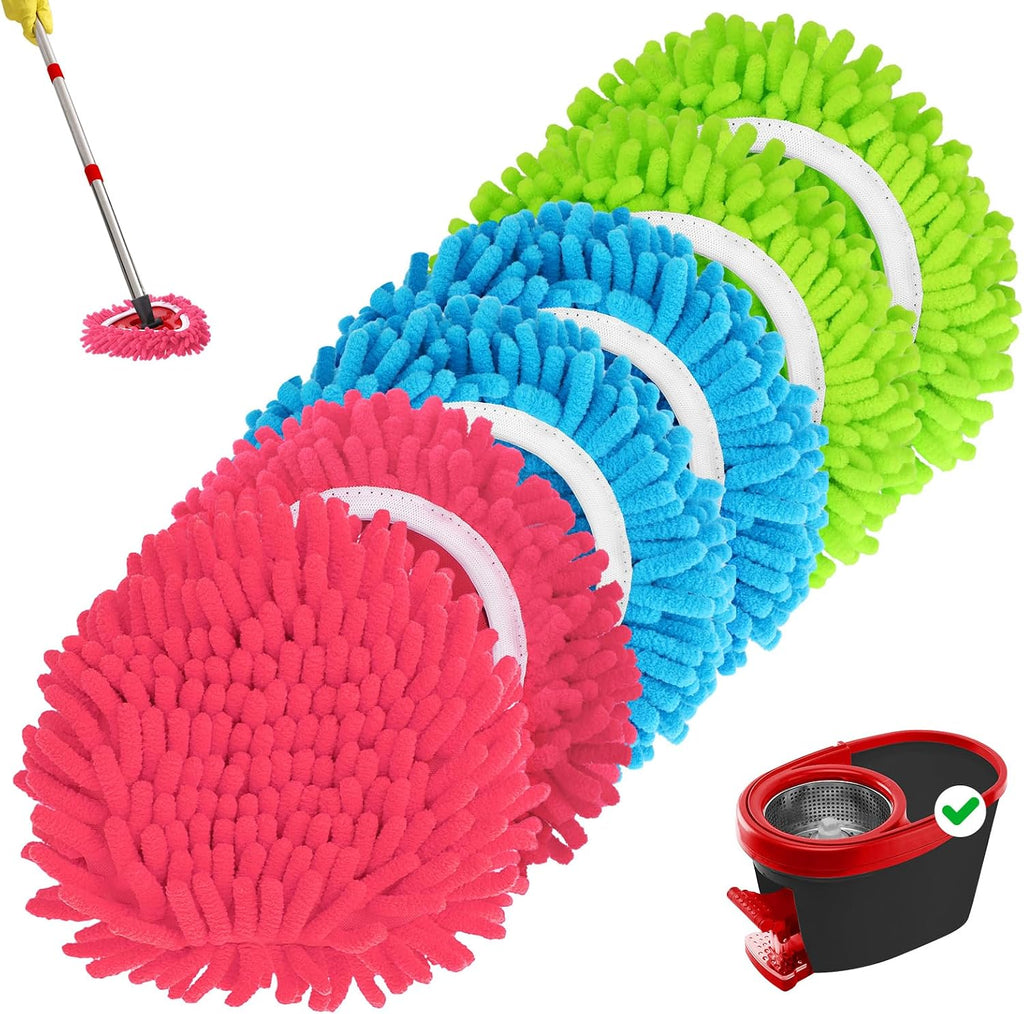 6 Pack Chenille Mop Heads Replacements Compatible with 1 Tank System Chenille Duster Replacement Heads Microfiber