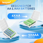 4 Pcs AA/AAA Battery Storage Case Holder Box, Clear Color