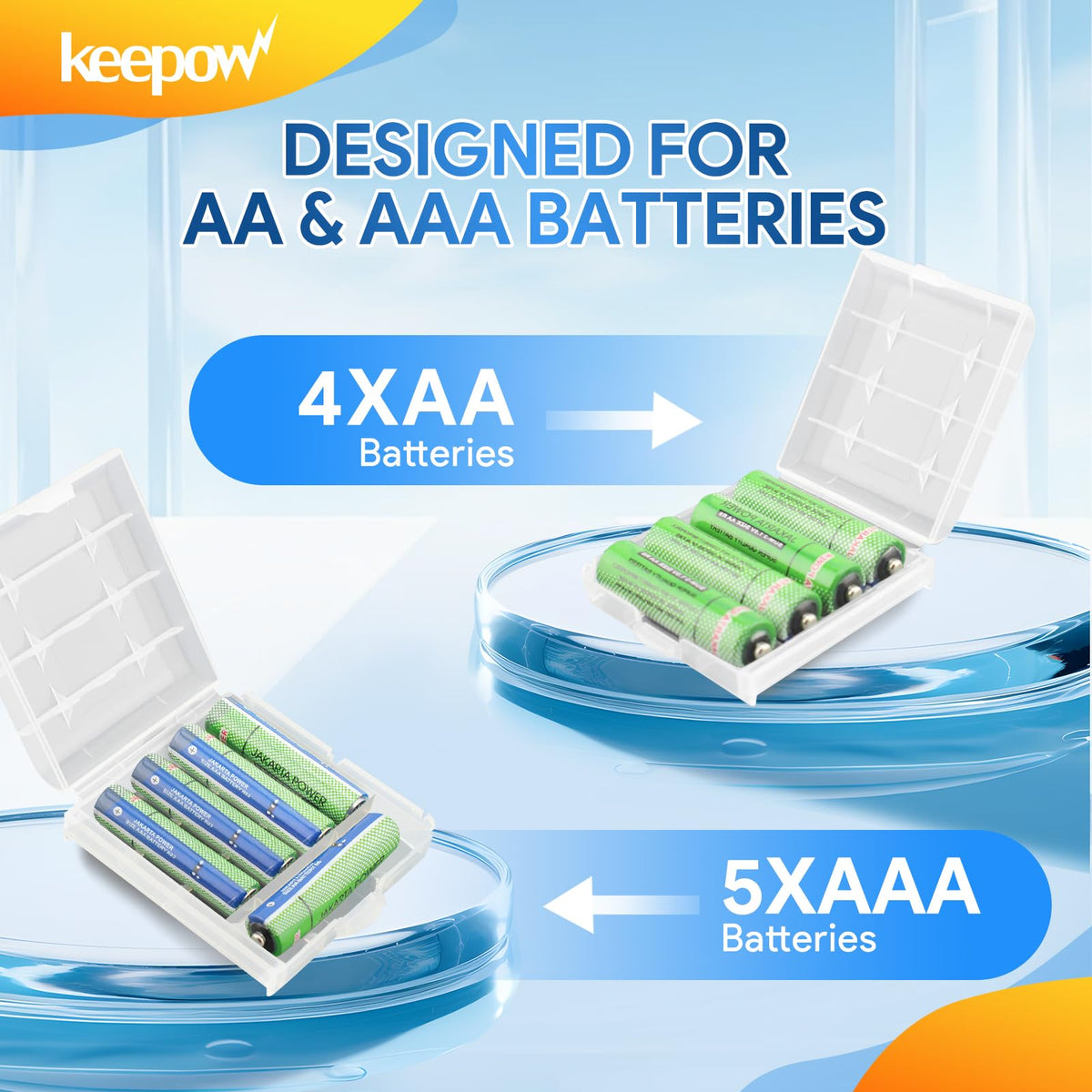 4 Pcs AA/AAA Battery Storage Case Holder Box, Clear Color