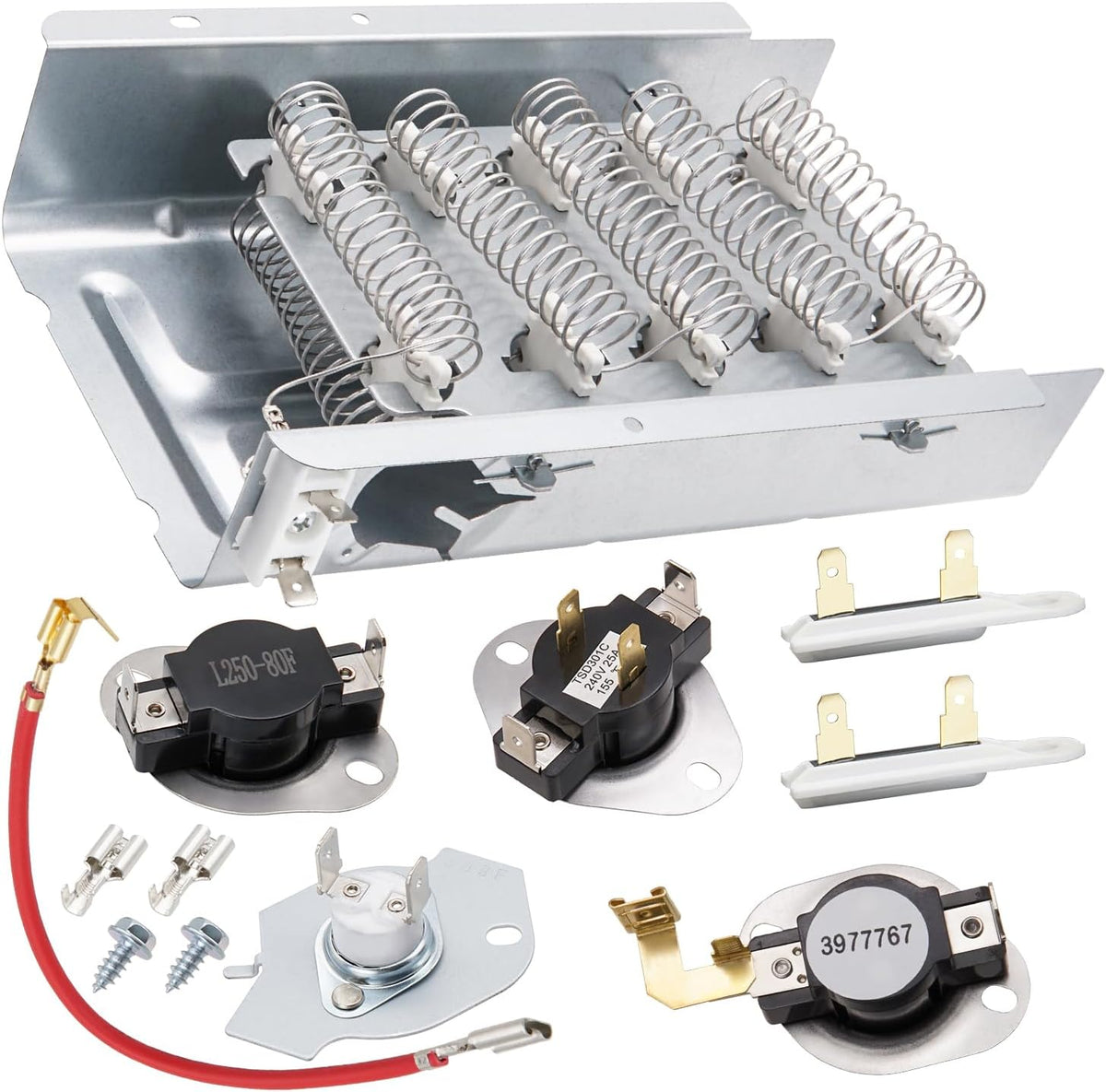 WED49STBW1 WED4850BW0 WED4850BW1 Dryer Heating Element Kit for Whirlpool