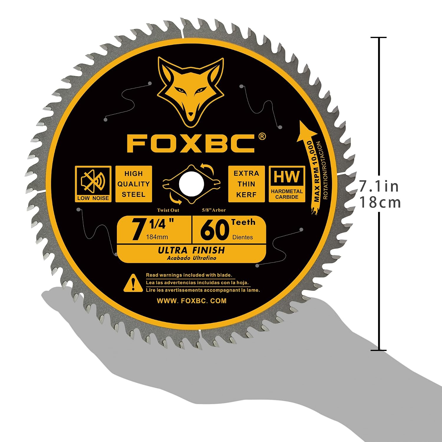 7-1/4" Circular Saw Blade Ultra Fine Finish 60-Tooth, Replacement for Freud Diablo D0760A D0760X, DeWalt DWA171460