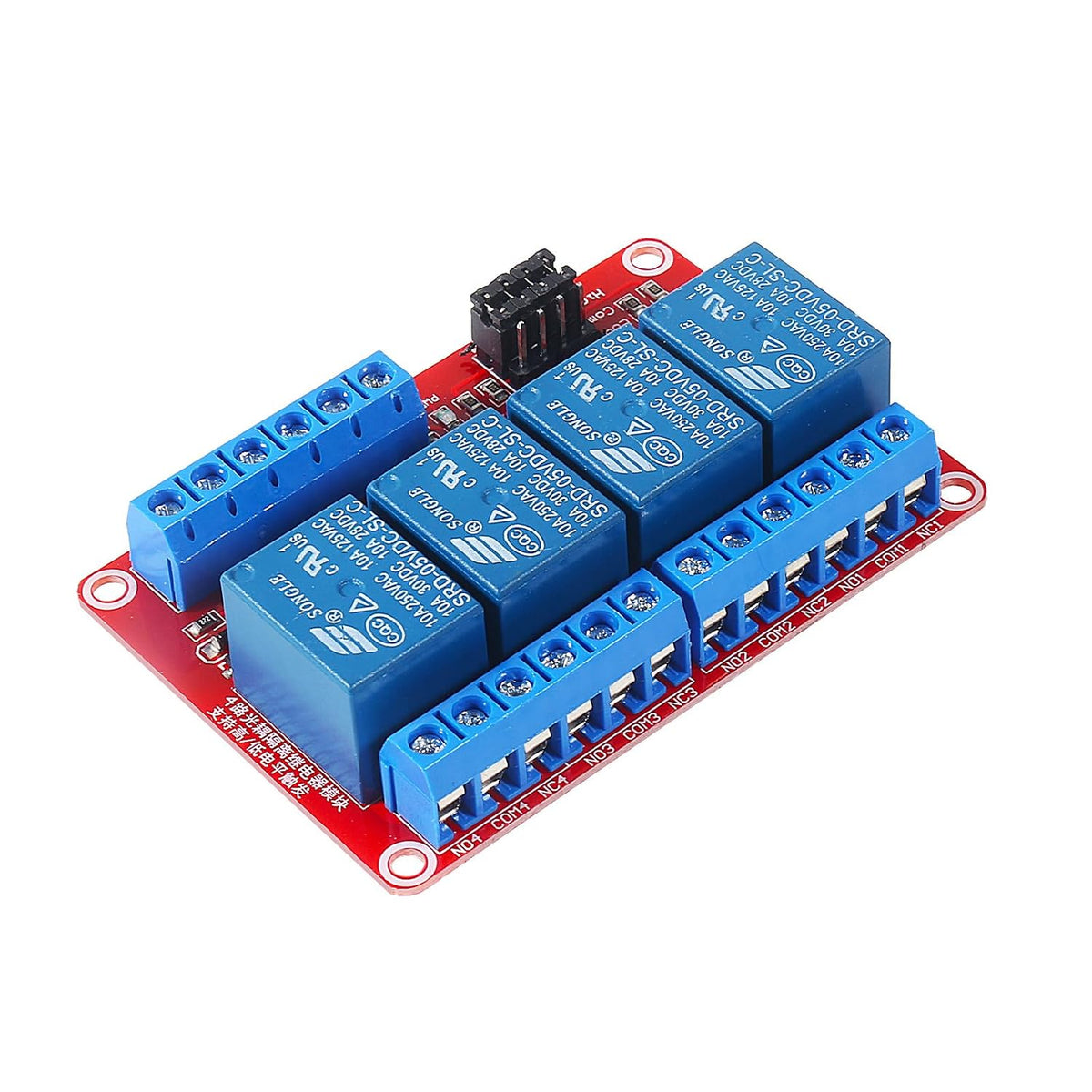 4 Channel 5V Relay Module with Optocoupler High/Low Trigger for Raspberry Pi Arduino