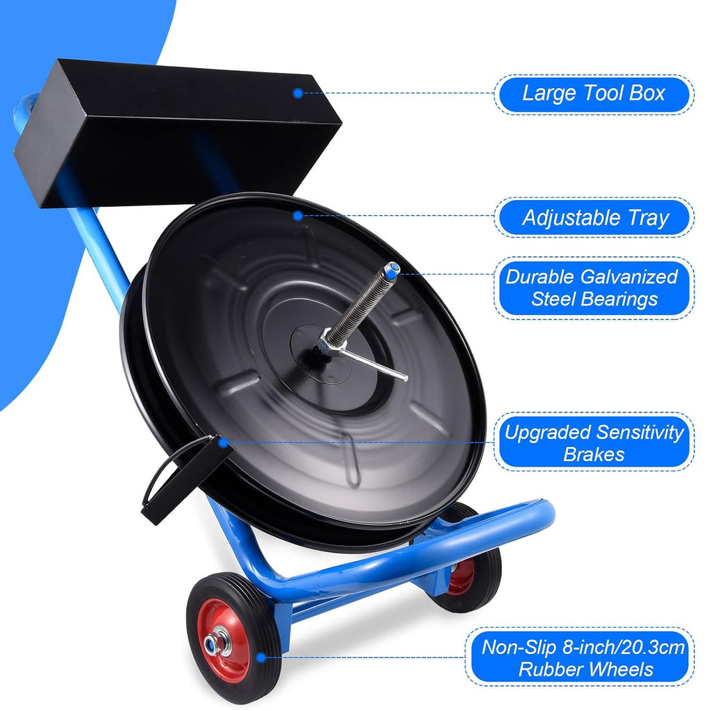 Banding Strapping Cart | Strapping Cart with Wheels for PET/PP/Fiber Strapping Coils with 8" or 16" Core Size,Cart