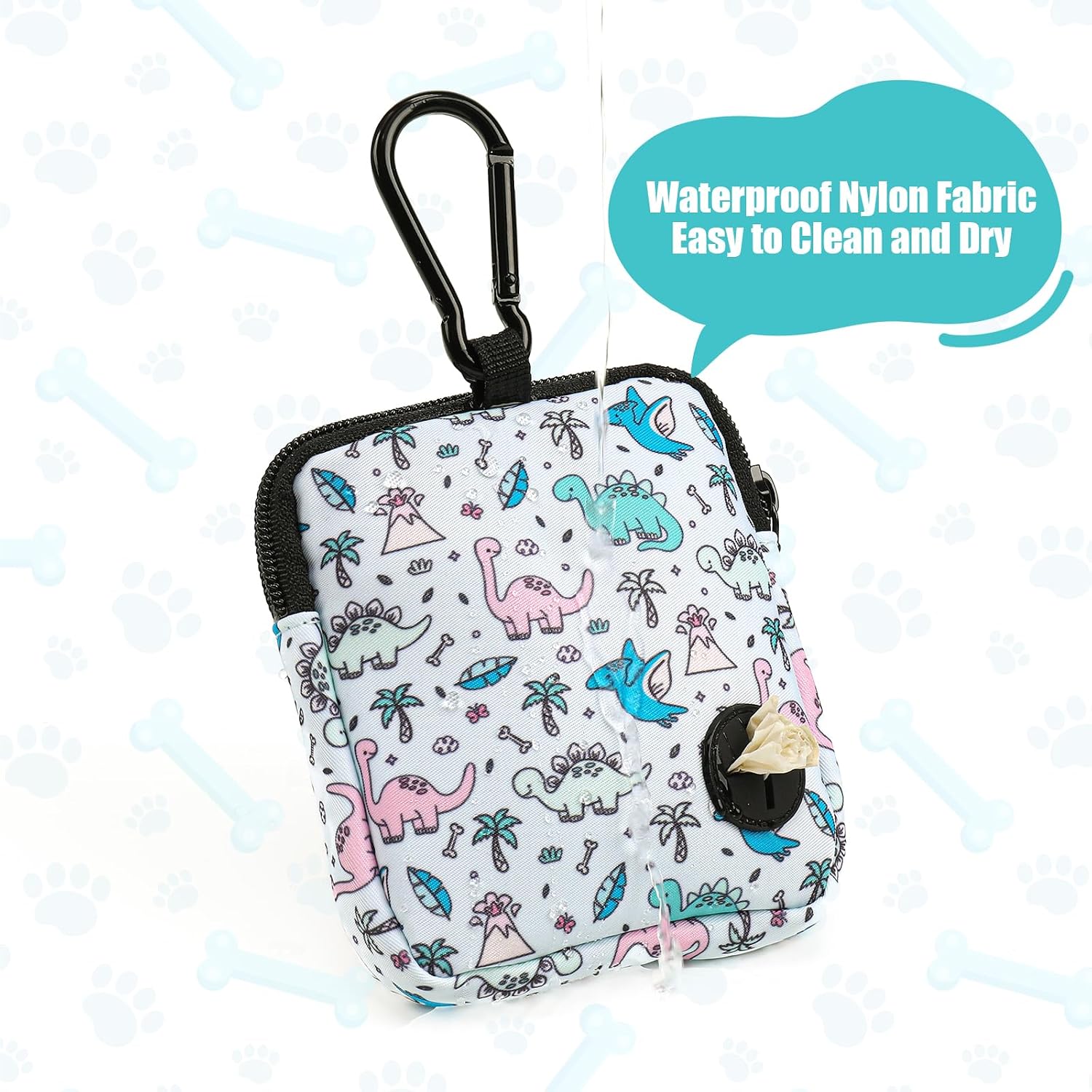 Dog Treat Pouch with Training Clicker,Waterproof Nylon Fabric Poop Bag Holders for Leashes,Hands Free Small Dog