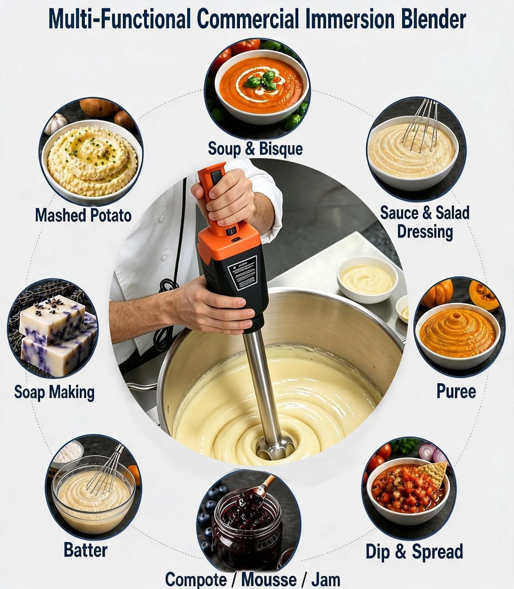 Brushless Commercial Immersion Blender 750W 21" Variable Speed NSF & ETL
