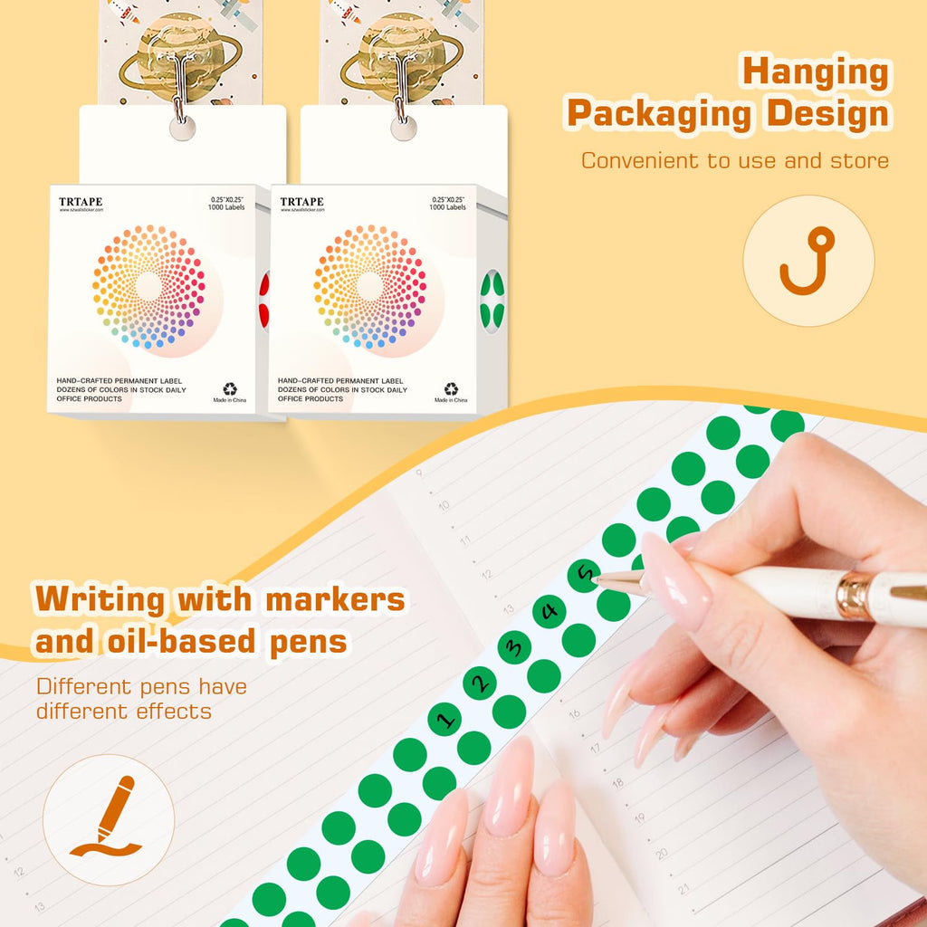 0.25 Inch Small Round Stickers Dot Stickers, 2000 PCS Color Dots