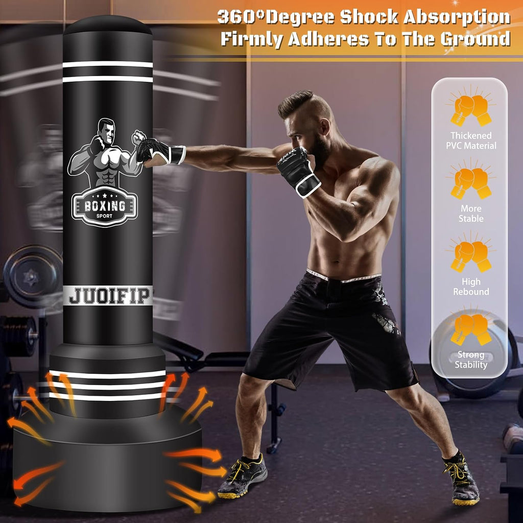 Freestanding Punching Bag for Adults, 70'' Boxing Bag with Stand Kicking Bag Heavy Bag with Boxing Gloves and