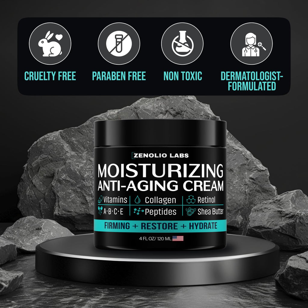 Mens Face Moisturizer Cream - Anti-Aging & Wrinkle Cream with Retinol, 4 OZ