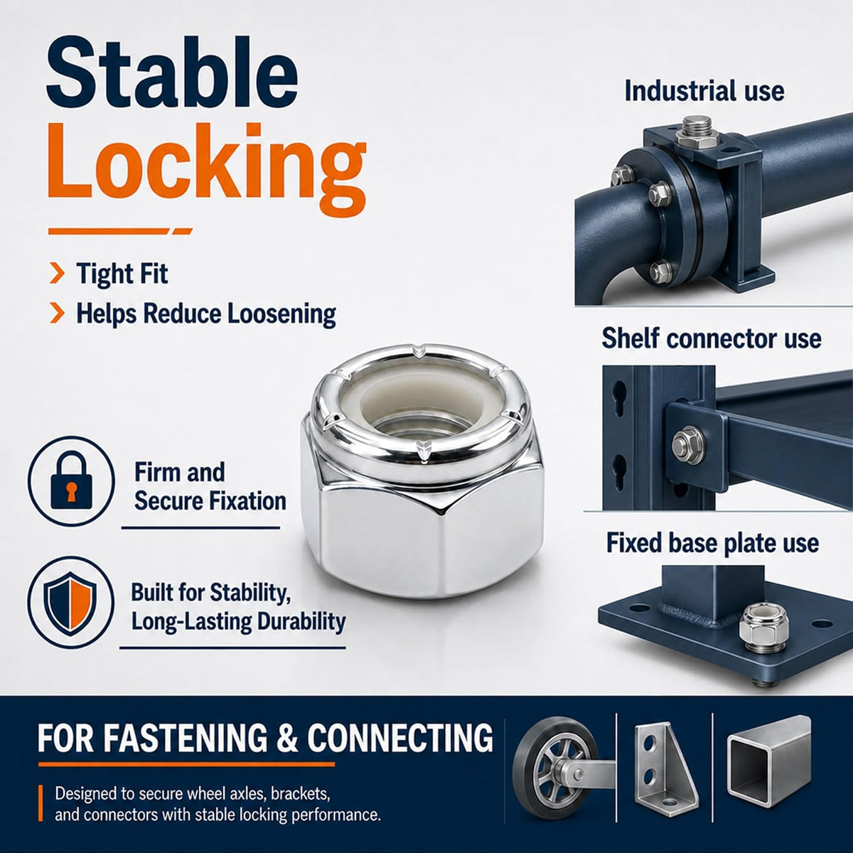 3/8"-16 Inch Lock Nuts, Galvanizing Carbon Steel Nylon Insert Locknuts,Standard Inch Thread Nylock Nuts for Bolts 60 Pack