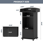 Portable Podium Stand with Charging Station & Lockable Wheels (Black)