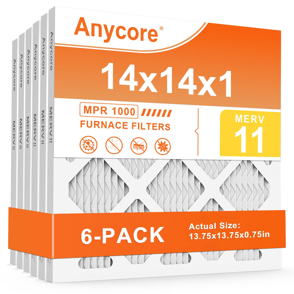 14x14x1 Air Filter 6 Pack MERV 11