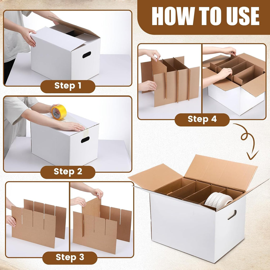 2 Sets Dish Moving Boxes with Divider Kits