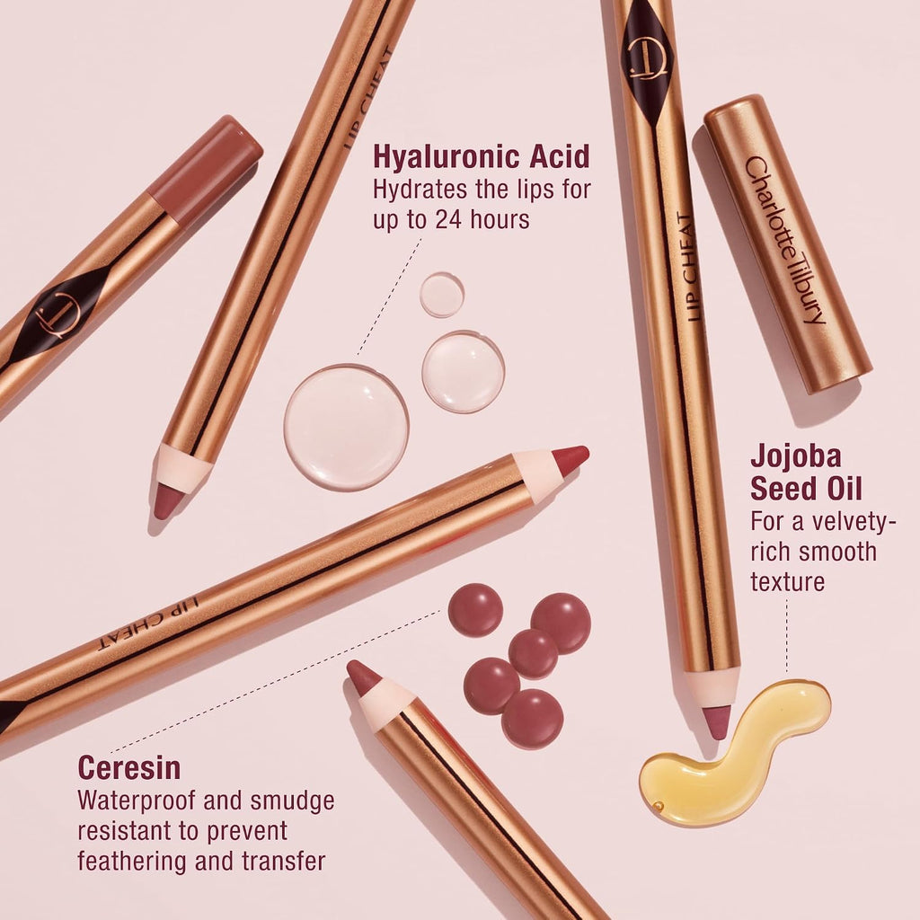 Lip Cheat Lip Liner Pencil - Gives Lips a Fuller-Looking, Defined Pout - Enriched with Jojoba Oil & Hyaluronic Acid