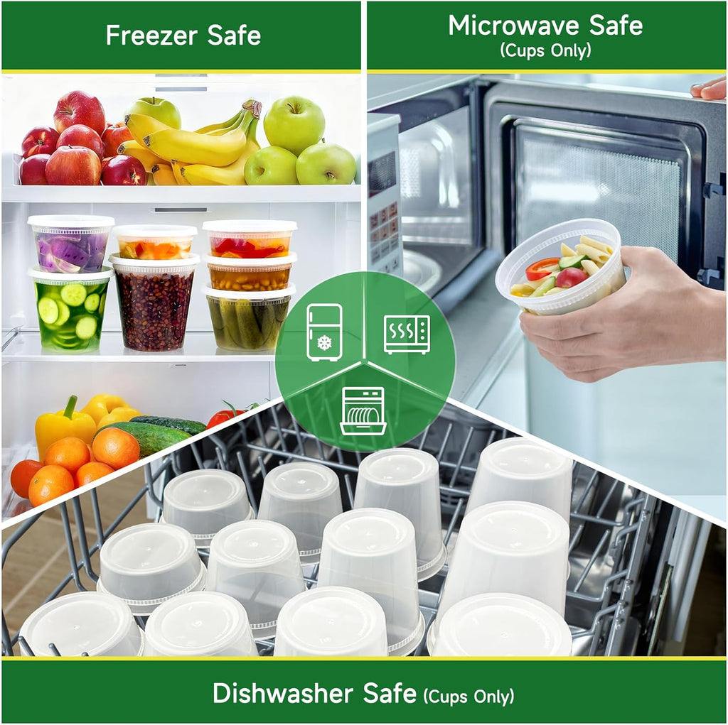 50 Set 32 oz Deli Containers with Lids | Leak-Proof BPA Free Plastic Take Out Bowls, Food Storage Containers for