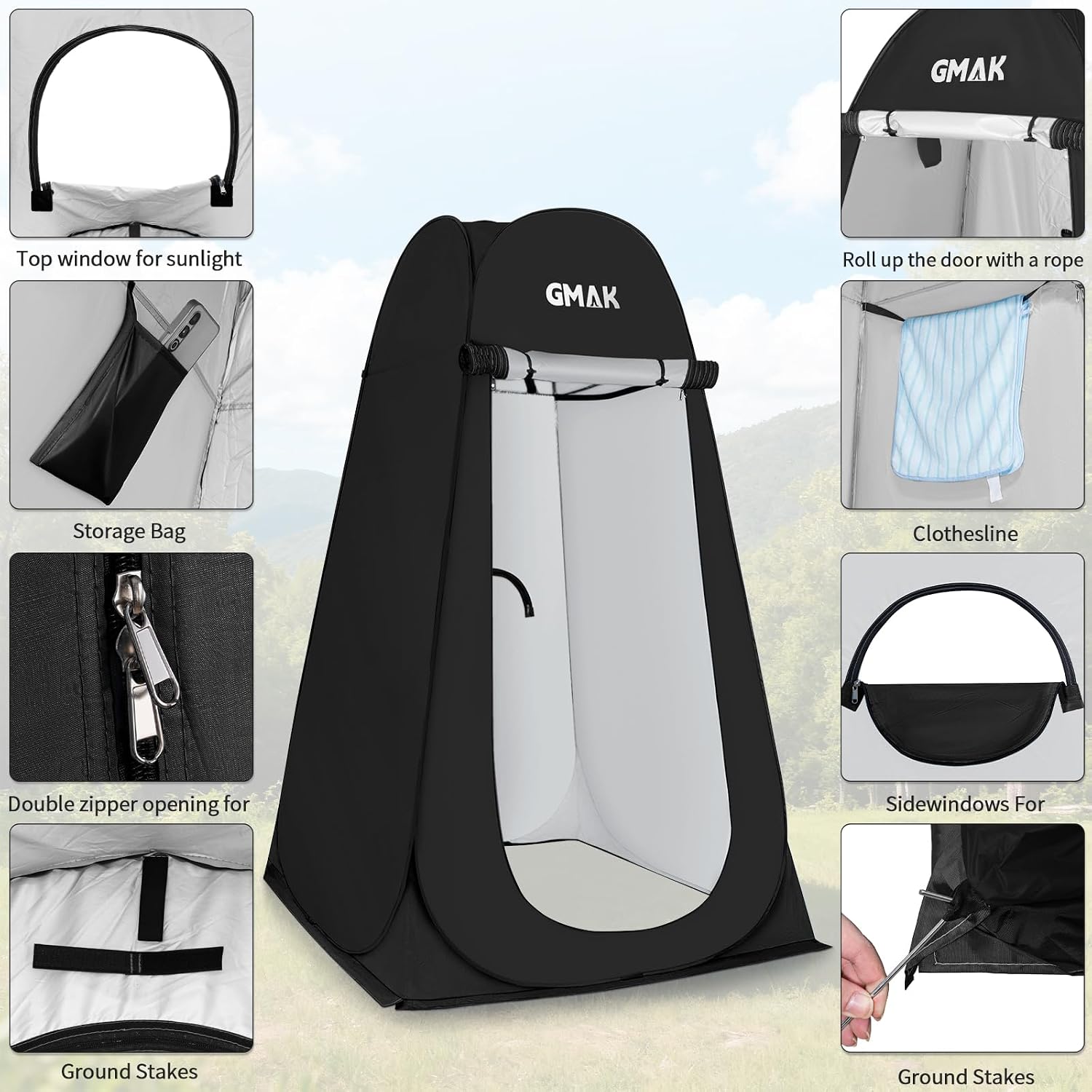 Pop Up Privacy Shower Tent, Pop Up Changing Tent, 3.94 x 3.94 x 6.23ft | Outdoor Privacy Shelter Shower Tent for