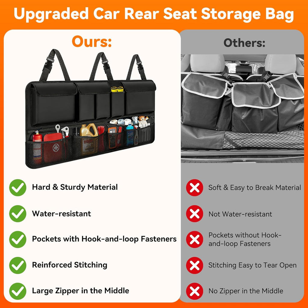 Trunk Organizer for SUV, 35.5" x 18.2" Large Capacity Car Organizers and Storage, Backseat Hanging Storage Bag with