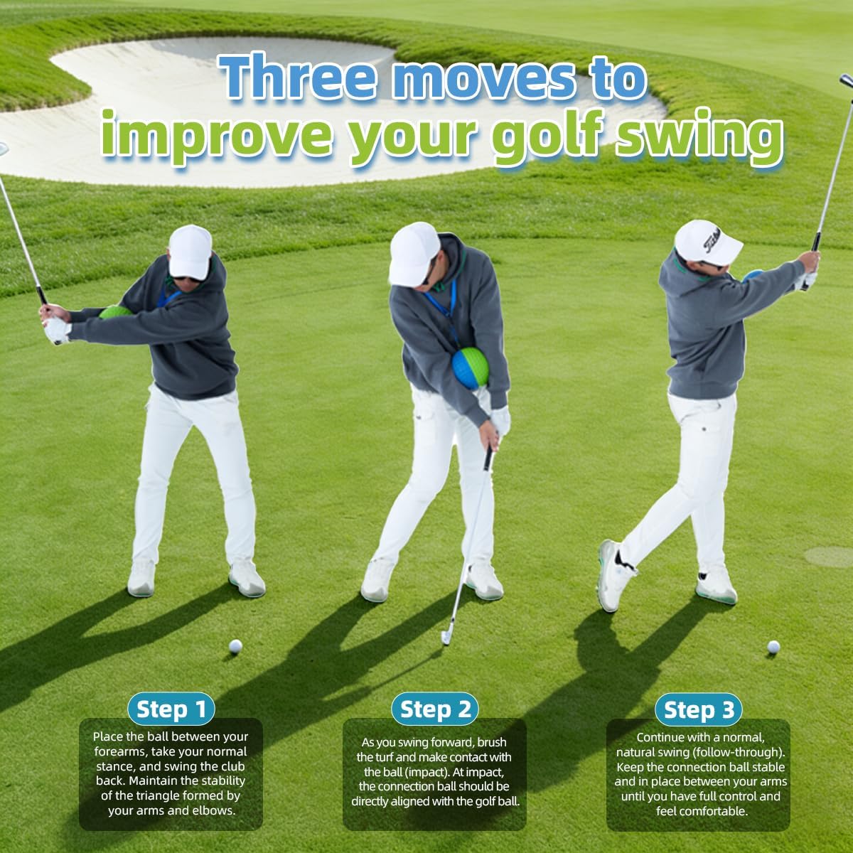 Golf Swing Trainer, Golf Training Aid Ball - Soft PU Foam Forearm Connection Ball & Practice Equipment & Posture