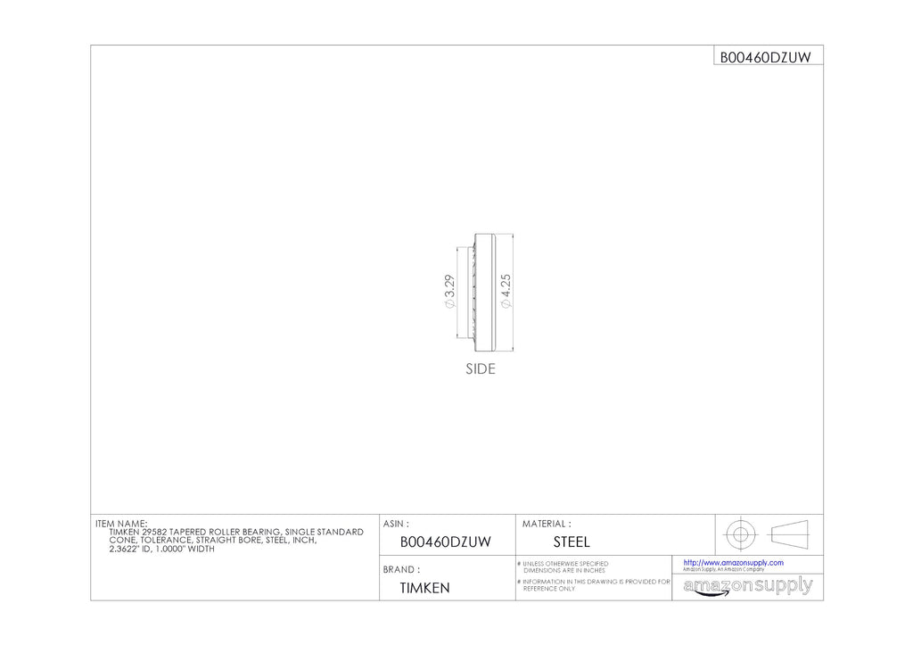Timken Tapered Roller Bearing Cone - 29582