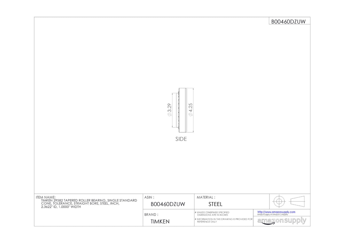 Timken Tapered Roller Bearing Cone - 29582