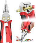 Pro 8-in-1 Wire Stripper/Cutter with Voltage Tester & Dual Alarms - Heavy Duty 12-250V AC/DC Electrical Tester for