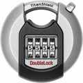 Crab Discus Combination Lock, Hardened Steel Round Padlock, Weather Resistant Resettable Combo Lock for Trailer