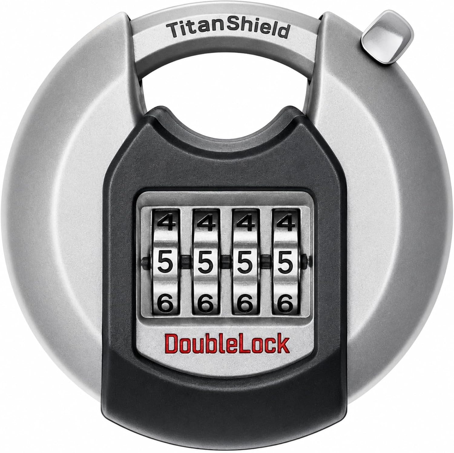 Crab Discus Combination Lock, Hardened Steel Round Padlock, Weather Resistant Resettable Combo Lock for Trailer