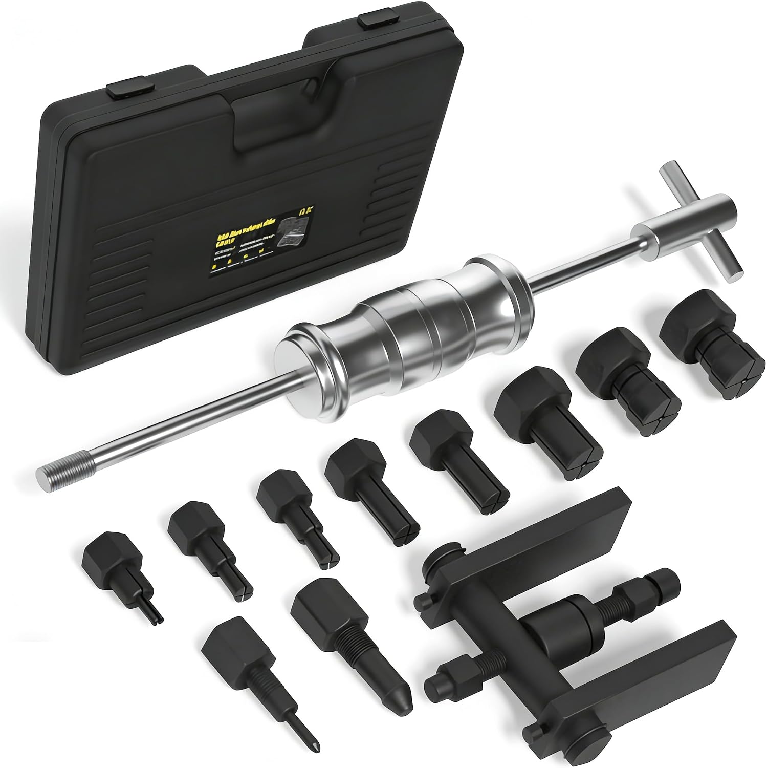Blind Hole Bearing Puller Set 8-32mm with Slide Hammer - Motorcycle Bearing Removal Tool Kit with Expandable Collets