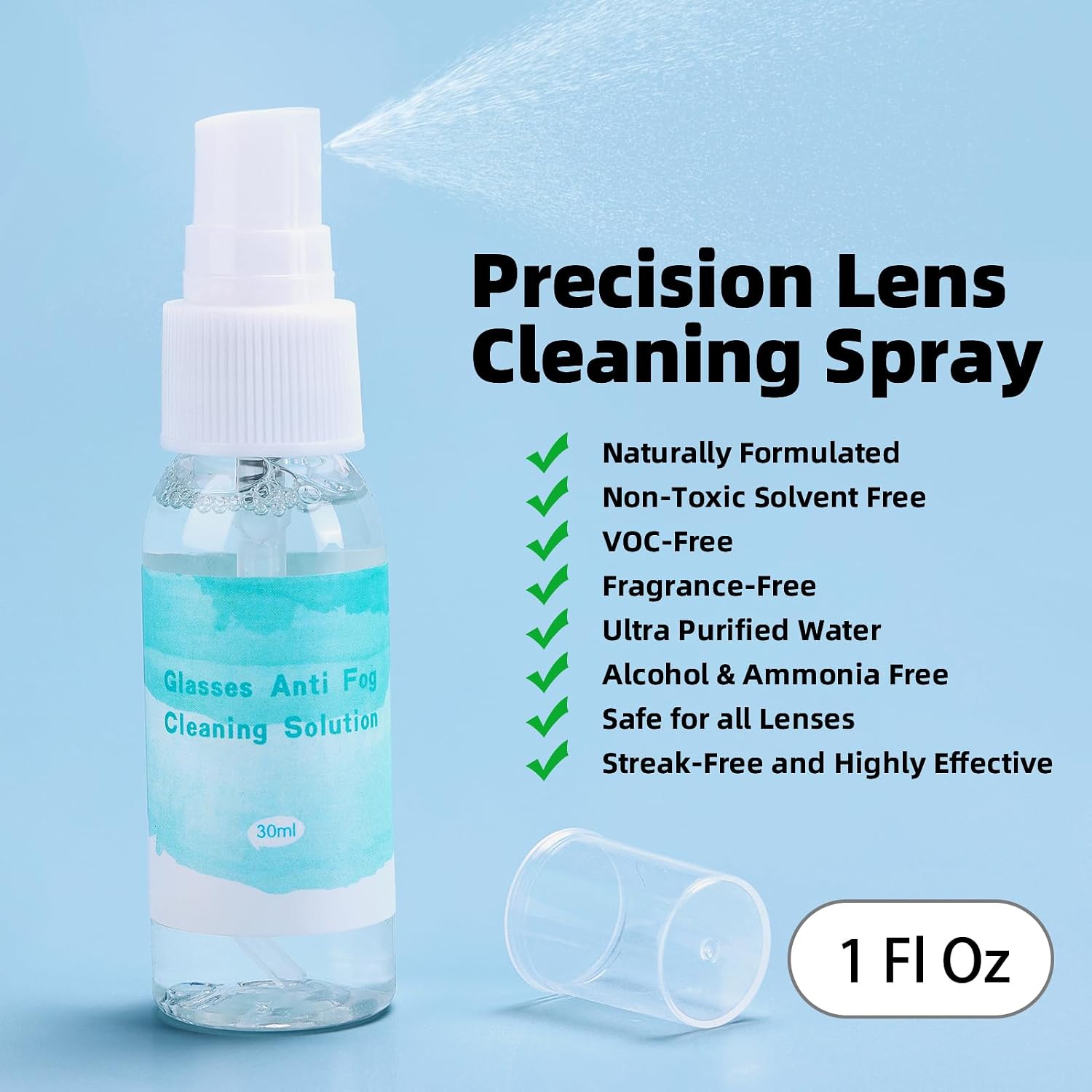 Glasses Cleaner Eyeglass Cleaning Kit with Anti Fog Spray, Microfiber Cloth | Streak-Free Cleaning Pads，Lens Wipes