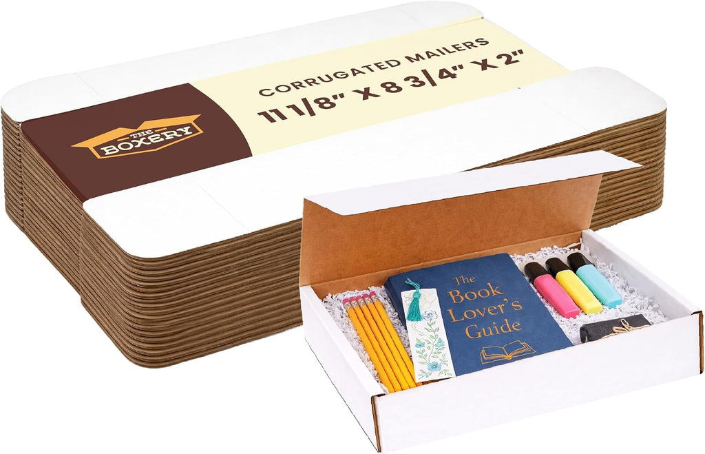 Corrugated Mailers White Tuck Shipping Boxes (11 1/8 x 8 3/4 x 2)