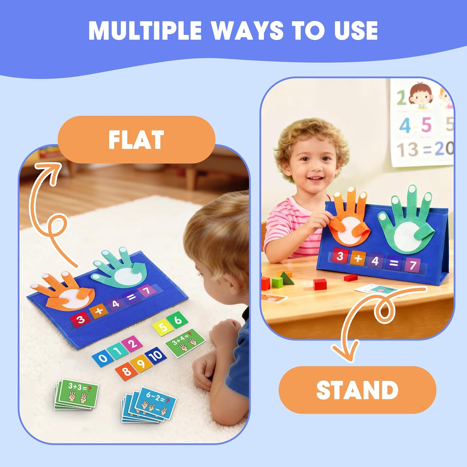 Preschool Learning Toys for Toddlers 3 4 5 Years Old, Montessori Educational Math Manipulates Number Counting Blocks