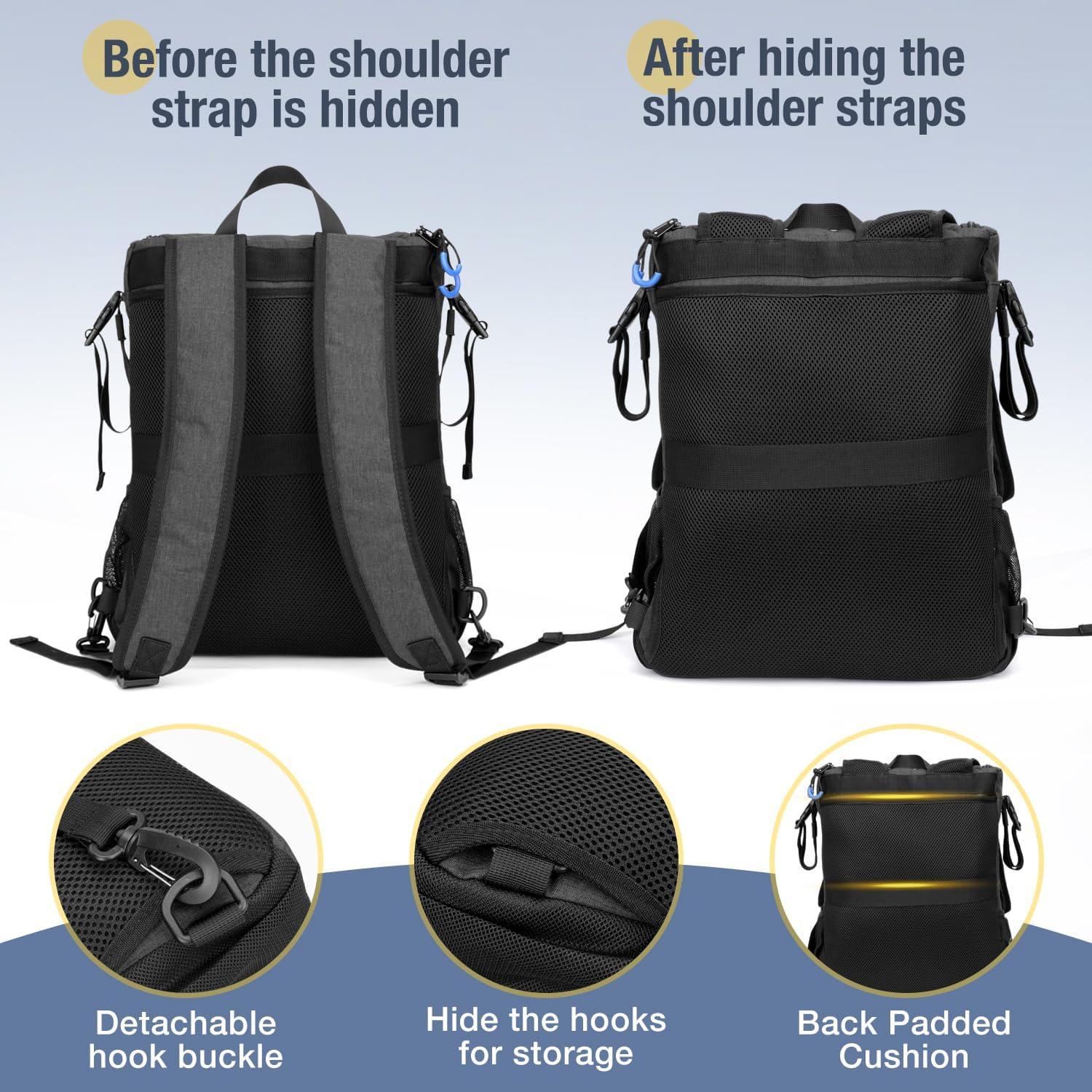 Upgrade Wheelchair Bags to Hang on Back, Multi-Functional Wheelchair Accessories, Casual Backpack, Durable Large