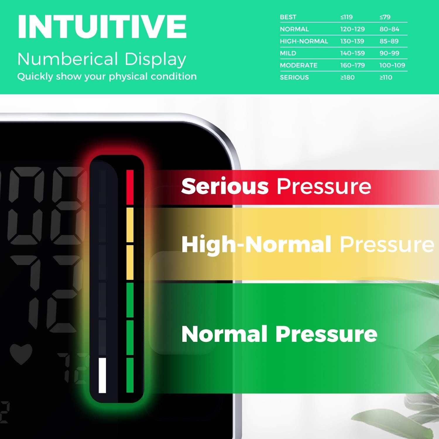 Blood Pressure Monitor Upper Arm Backlit LCD BP Machine with Storage Bag