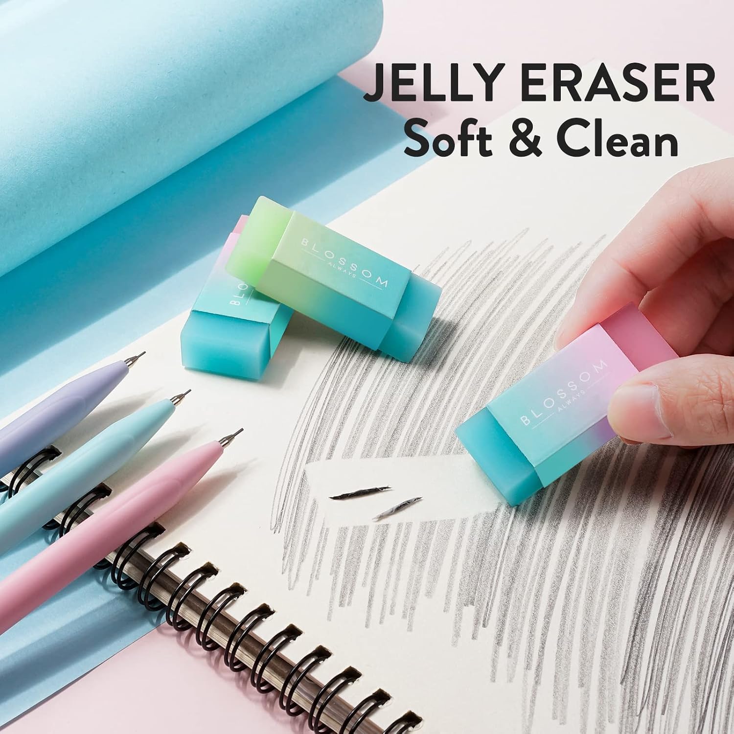 Cute Mechanical Pencil Set, 6-Pack with Case | 0.5/0.7/0.9mm with 360 Leads, 3 Erasers, 9 Eraser Refills, Back to