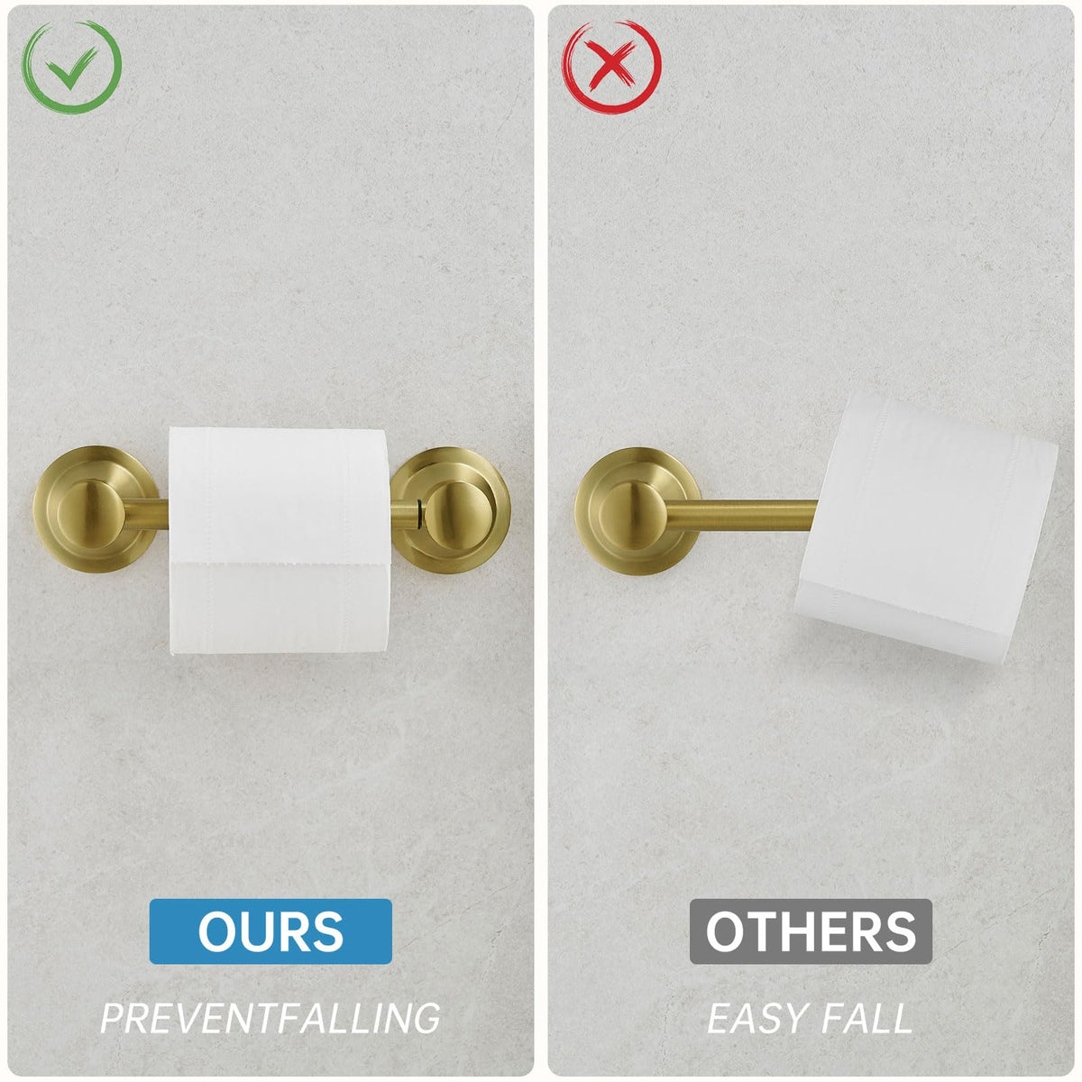 Pivoting Toilet Paper Holder, Wall Mounted, Brushed Gold