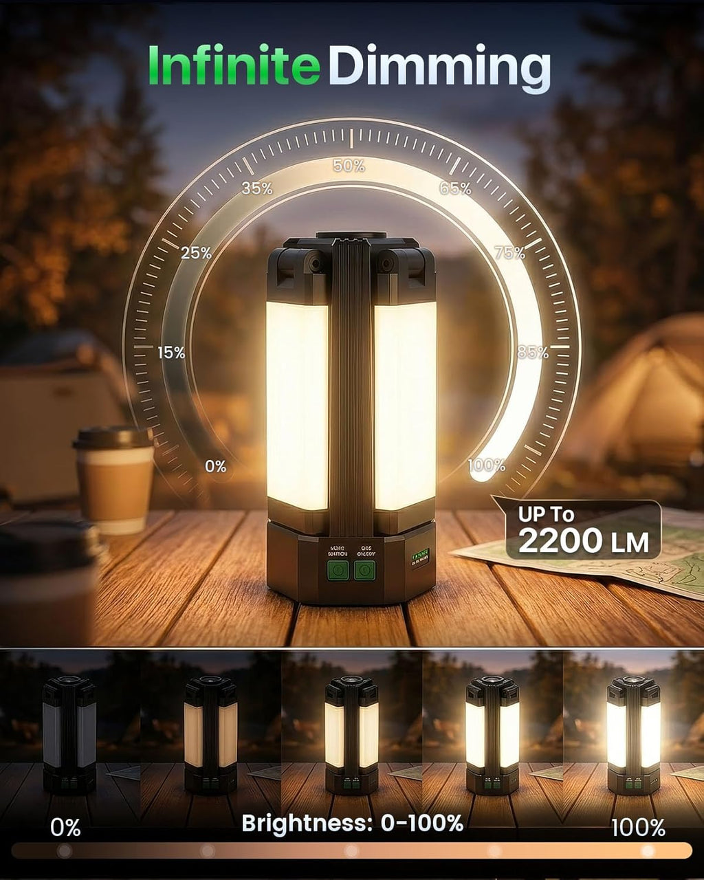 Rechargeable Lantern 10400mAh, Portable Work Light with Magnetic Base & 5 Modes, 2200LM Battery Powered Lantern