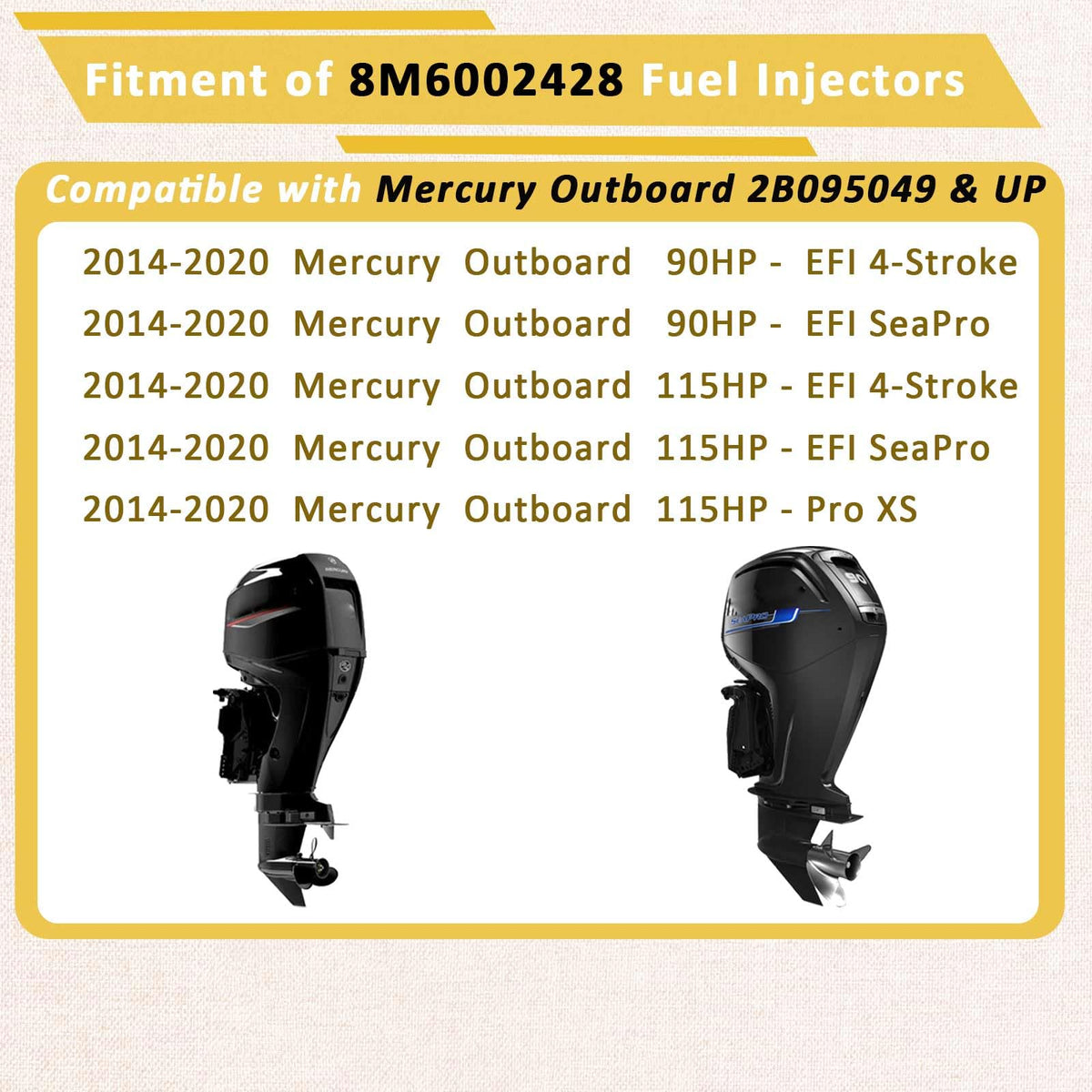 Compatible with/Mercury 90HP & 115HP Outboard 4-Stroke Fuel Injectors
