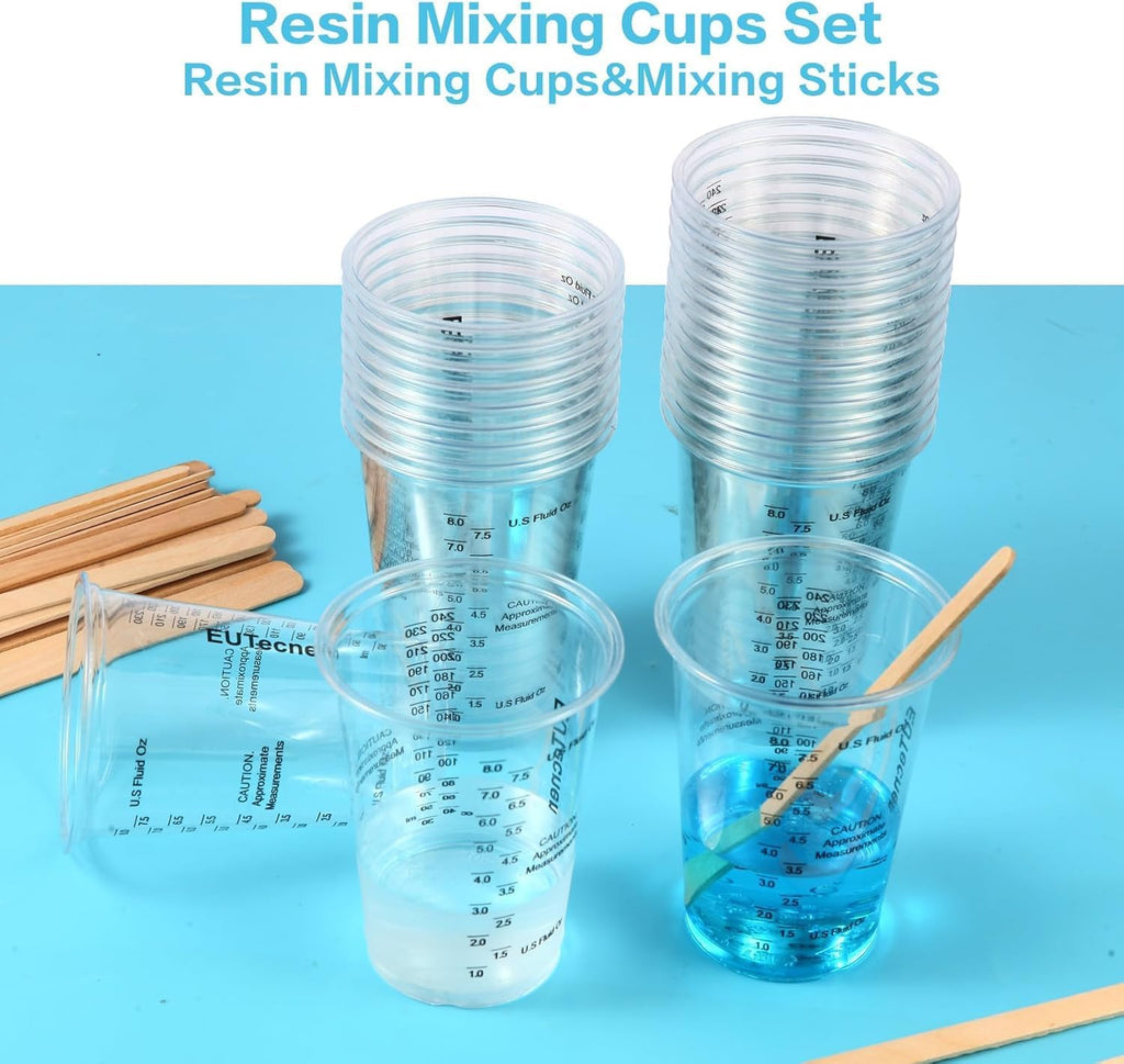 Epoxy Resin Mixing Cups 50Pcs 8oz with Sticks Paint Pigment Measuring