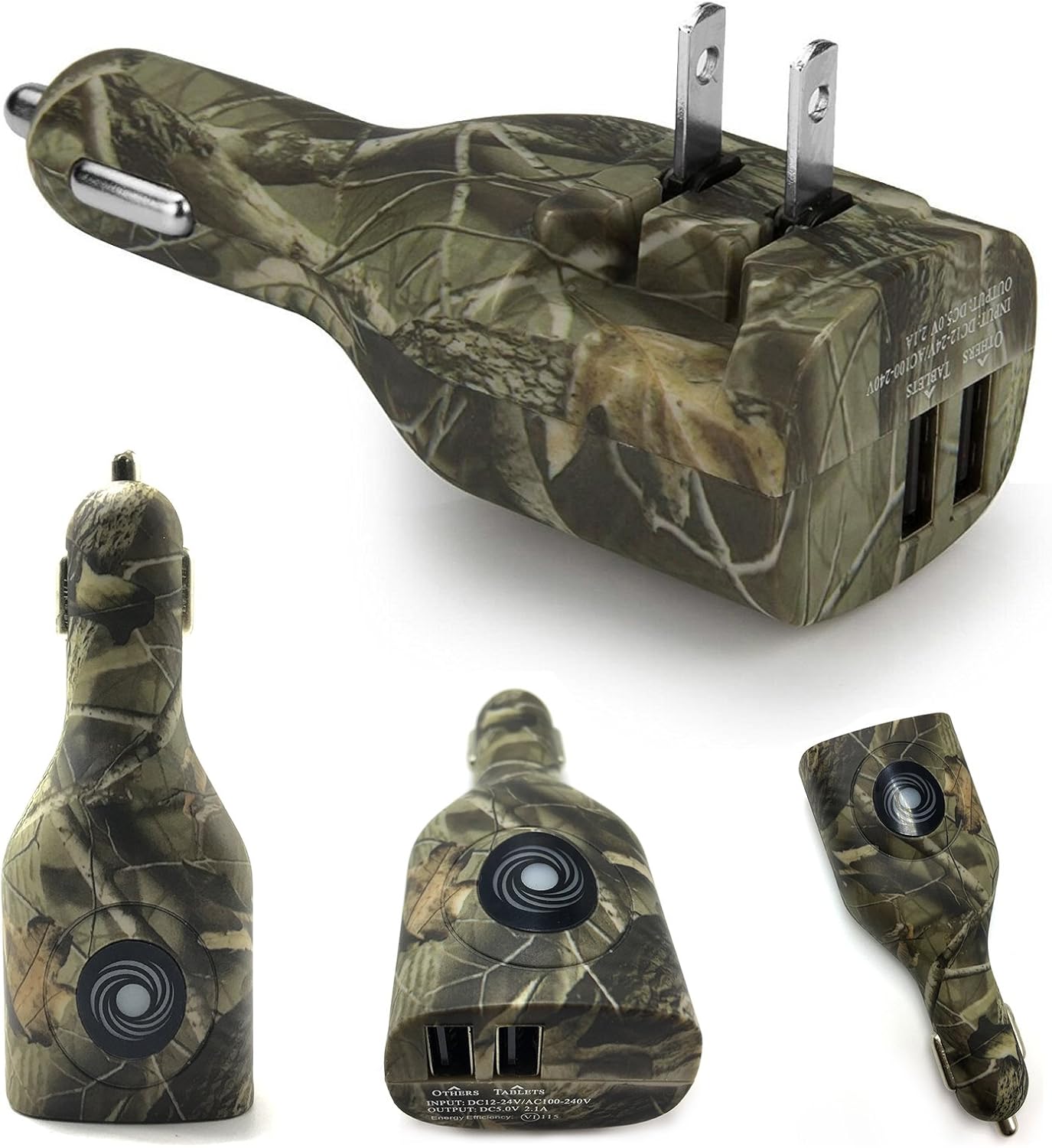 Dual USB Car Charger,2-in-1 Car and Home Portable Travel Charger with Foldable Plug for iPhone iPad LG (Camouflage)