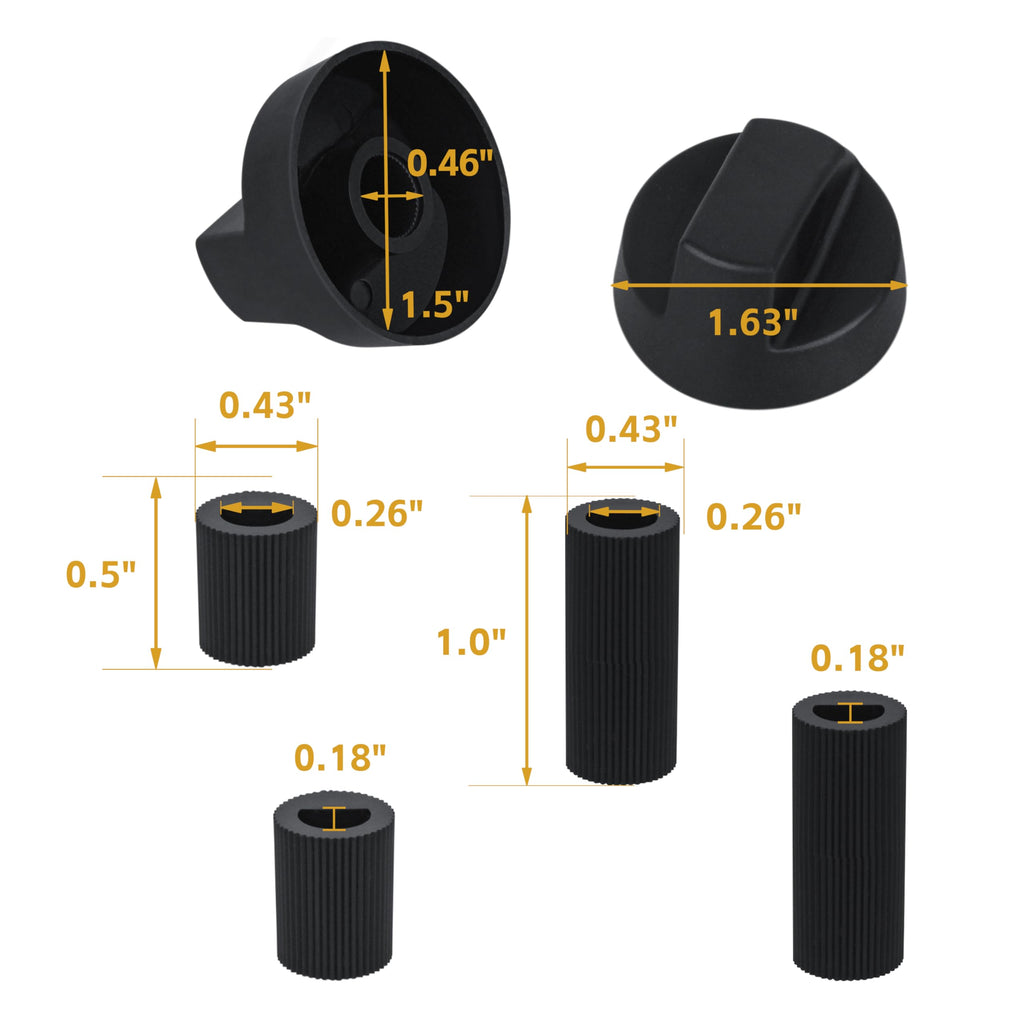 DIFFWELY 4 Pack Control Knobs Replacement with 12 Adapters for Stove Oven Range(Black)