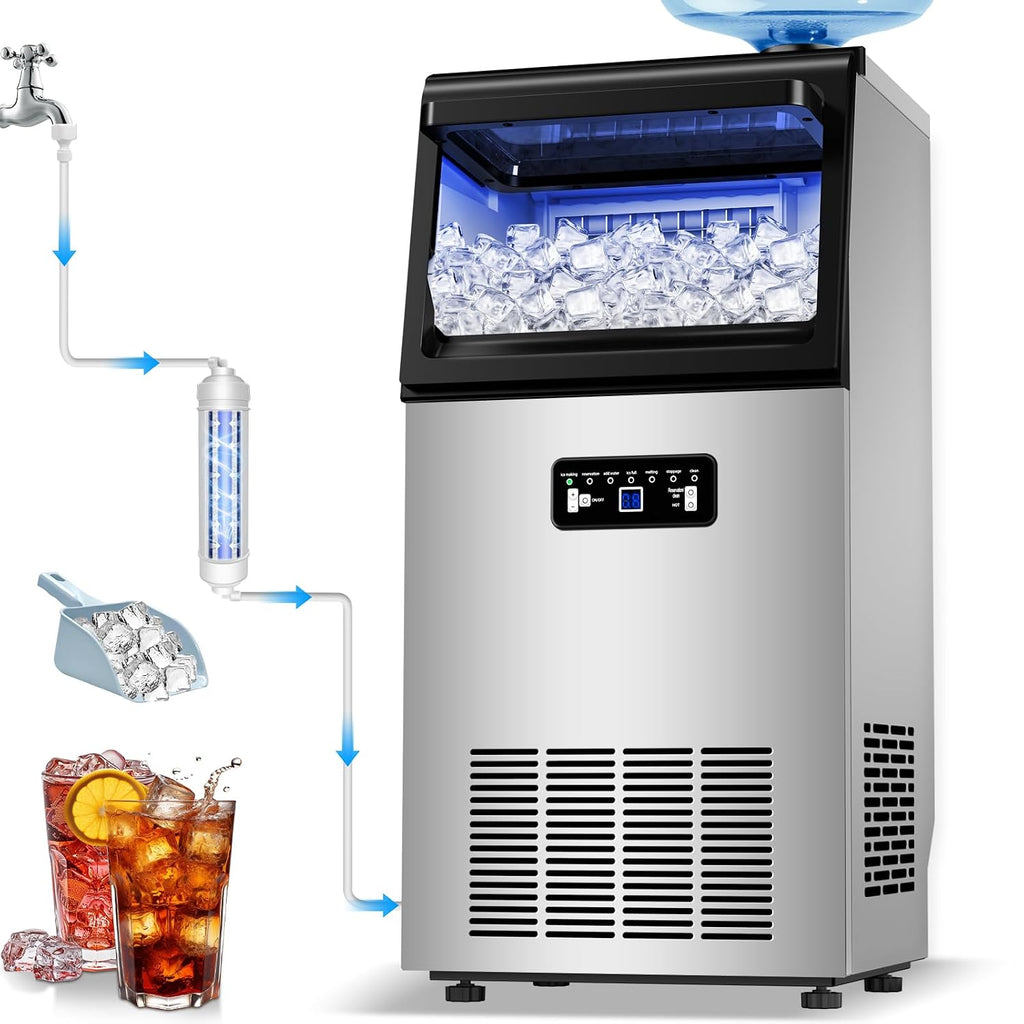 Commercial Ice Maker 120LBS/24H with 22LBS Storage Capacity 45 Cubes