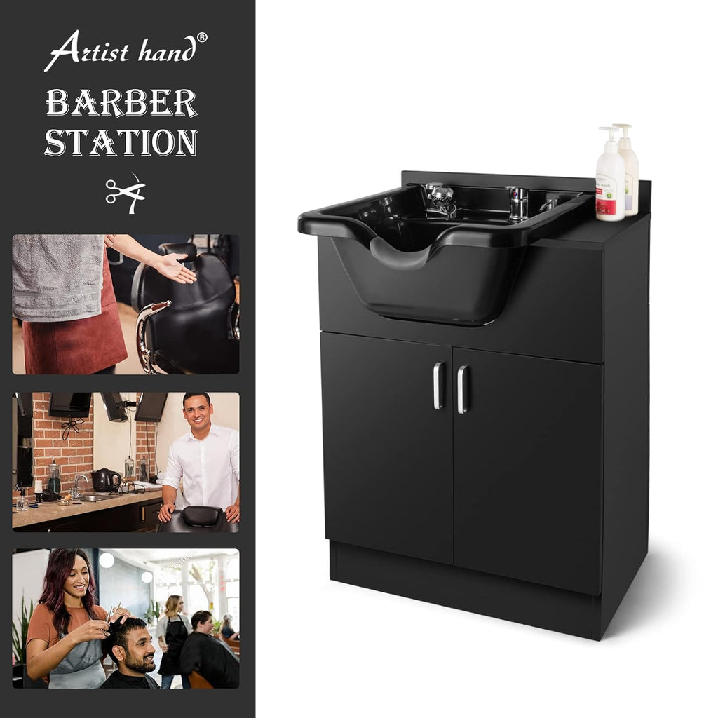 Shampoo Backwash Sink Station Shampoo Station (Black) | with Shampoo Bowl, Backwash, Spa Salon Beauty Equipment, Used